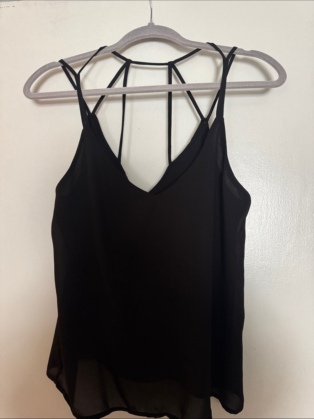 Black Strappy V-Neck Cami Top
